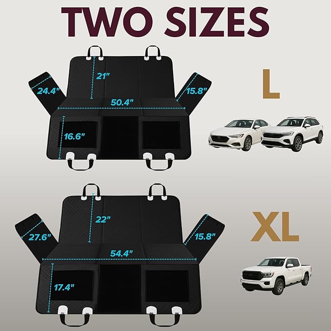 Premium Dog Back Seat Extender | Supports 400 lbs | Waterproof Hard Bottom & Non-Slip Design | Pet Seat Cover with Mesh Window & Storage Pocket | Fits Cars, SUVs & Truck (Black)