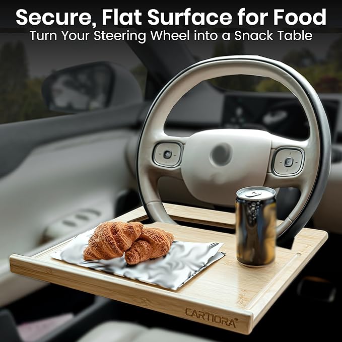Essential Steering Wheel Tray - Car Table for Meal, Multipurpose Steering Wheel Table for Travelers, Table and Laptop Holder, Laptop Tray for Work