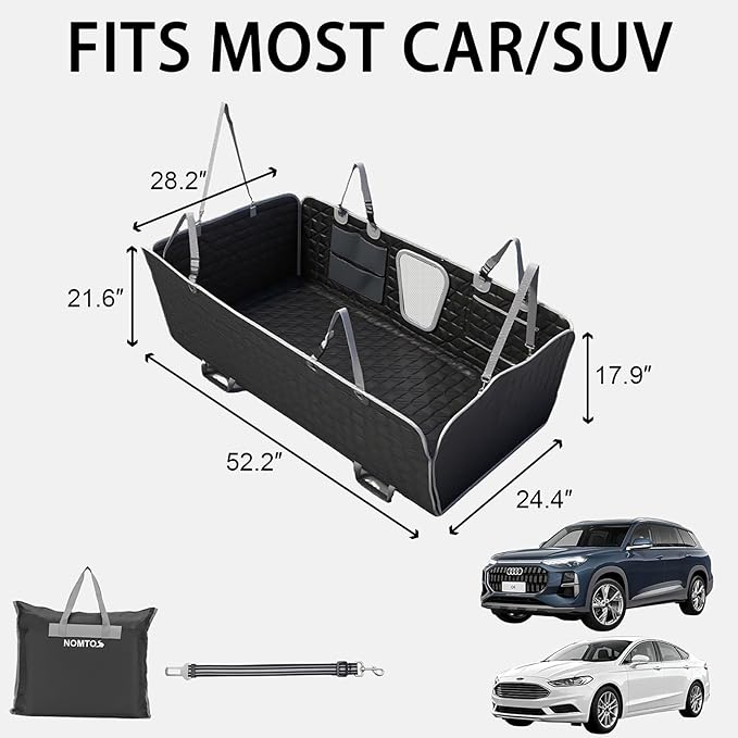 Upgraded Durable Hard Bottom Dog Car Seat Cover with EPE Sponge Cushion,Foldable Dog Rear Seat Protector,Waterproof Pet Car Seat Hammock, Seamless Car Back Seat Extender for SUV,Truck(L)