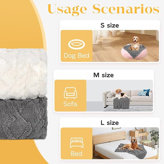 MACEVIA Fluffy Fleece Dog Blankets, Warm Soft Fuzzy Pets Blanket for Puppy, Small, Medium, Large Dogs and Cats, Plush Pet Throws for Bed, Couch, Sofa, Travel (24x29 Inch,Charcoal Gray)