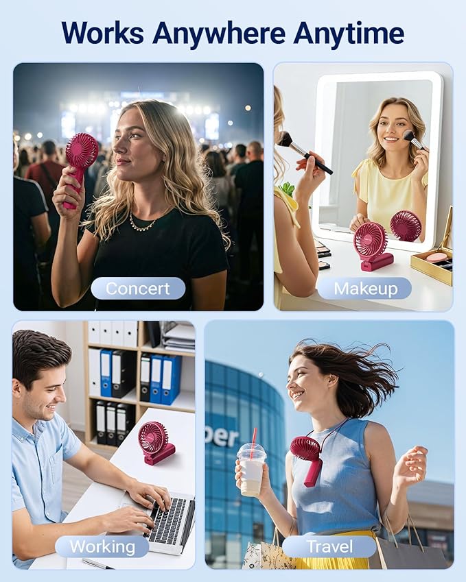 SWEETFULL Handheld Portable Fan, 5000mAh Rechargeable Battery, 6 Speed Wind, LED Digital Display, Foldable Electric Personal Mini Travel Fan with Backup Power, Summer Essentials Gifts for Women Girl