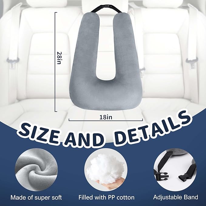 Car Pillow for Kids, Car Pillow, Travel Pillow Cushion for Car and Adults, Support Head and Neck on Road Trips, Blue