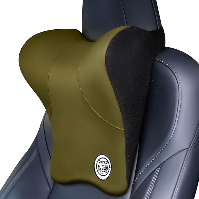 Car Neck Pillow for Driving Seat, Soft Memory Foam Headrest Pillow with Adjustable Strap and Removable Cover, Ergonomic Neck Support for Car, Office Chair, Gaming Chair – Green