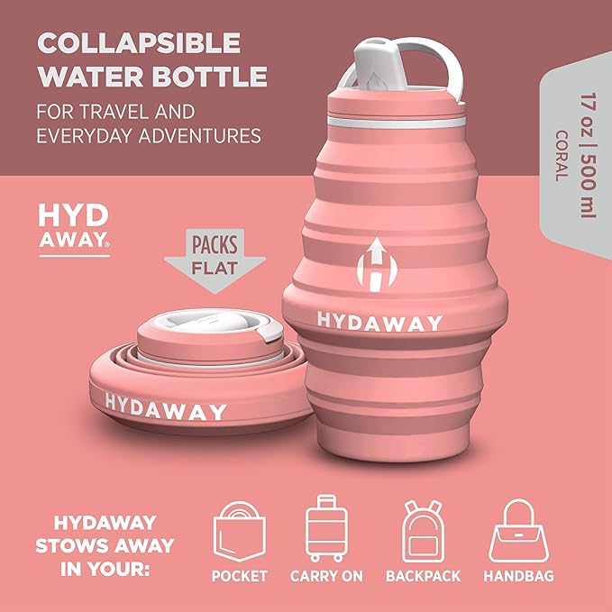 HYDAWAY 17oz Collapsible Water Bottle - BPA-Free, Leakproof, Lightweight, and Space-Saving - Perfect for Travel, Hiking, and Everyday Hydration