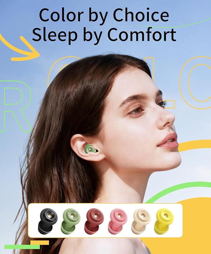 Ear Plugs for Sleeping 45dB Reusable Noise Cancelling Ear Plugs with 8 Eartips and Travel Case for Concerts, Snoring, Travel, Study Sleeping earplugs(Green)