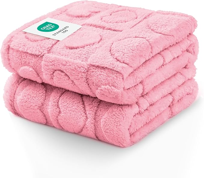 Luciphia 1 Pack 2 Small Dog Blanket Washable Pet Bed Cover Soft Fluffy Puppy Blanket with Premium Fleece 300GSM Cozy Calming Cat Blankets for Indoor Cats Pink 57x40 inch