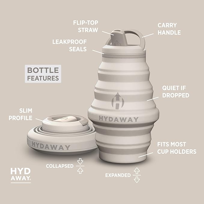 HYDAWAY 17oz Collapsible Water Bottle - BPA-Free, Leakproof, Lightweight, and Space-Saving - Perfect for Travel, Hiking, and Everyday Hydration