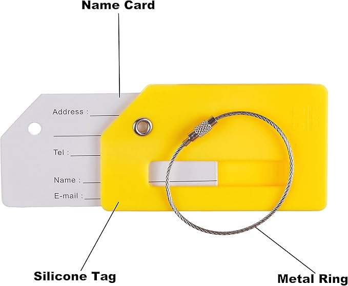 Gostwo 2 Pack Silicone Luggage Tags for Suitcases, 26 Initial Letter Baggage Labels Handbag School Bag Suitcase Instrument Tag with Stainless Steel Loop(Yellow)(Airplane)