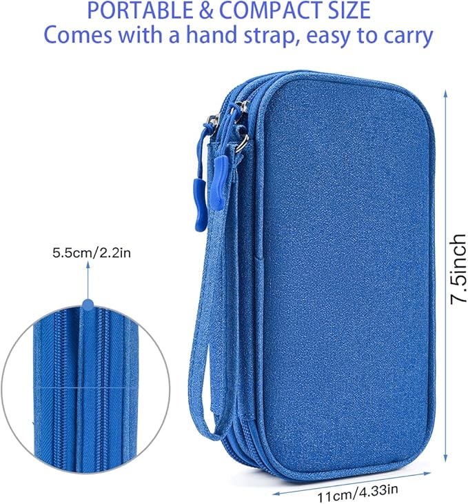 Cord Organizer Travel Cable Organizer Bag Tech Electronic Organizer Travel Case, Electronic Accessories Pouch Bag for Cable, USB, Cord, Charger, Phone, Power Bank, Earphone (Blue, Medium)