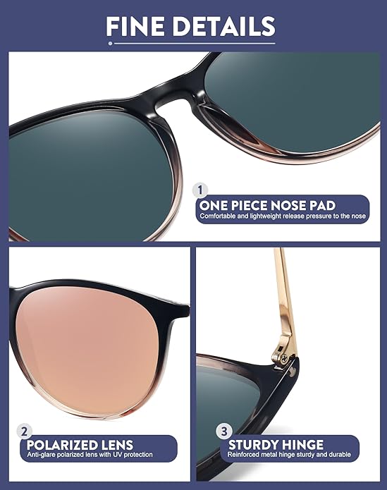 Retro sunglasses womens 2024 trendy round classic glasses