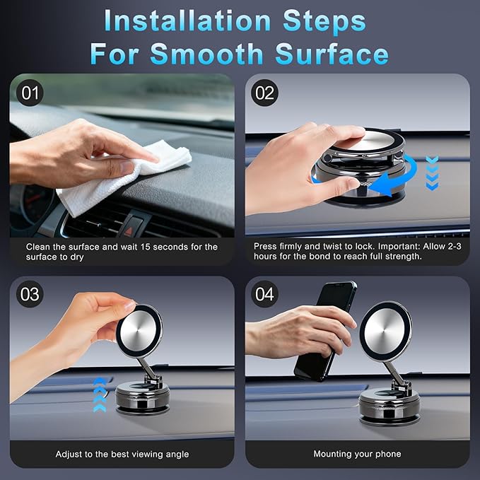 Magnetic Phone Holder for Car, Universal 360 Adjustable Vacuum Magnetic Phone Holder Mount Foldable for iPhone 17 Pro Max 16 15 14 13 12 Plus for Car/Gym/Mirror/Kitchen
