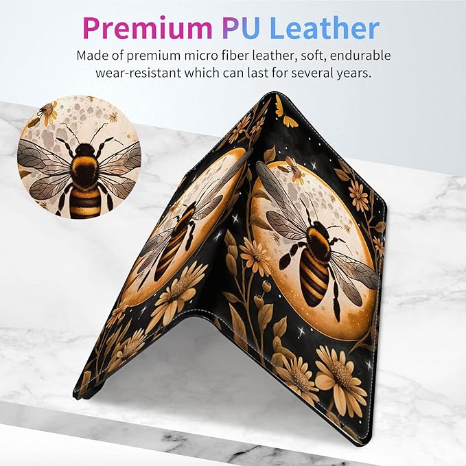 Car Registration and Insurance Holder,Leather Insurance License and Registration Card Holder for Car Glove Box, Auto Truck Document Holder Organizer for Men Women-Honey Moon Art