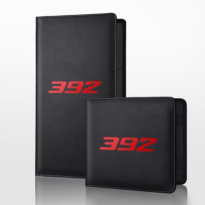 Leather Car Registration and Insurance Cards Holder Compatible with Dodge Challenger Durango SRT 392 Cars, Vehicle Glove Box Car Organizer with Magnetic Shut, Documents License for 392 Owners