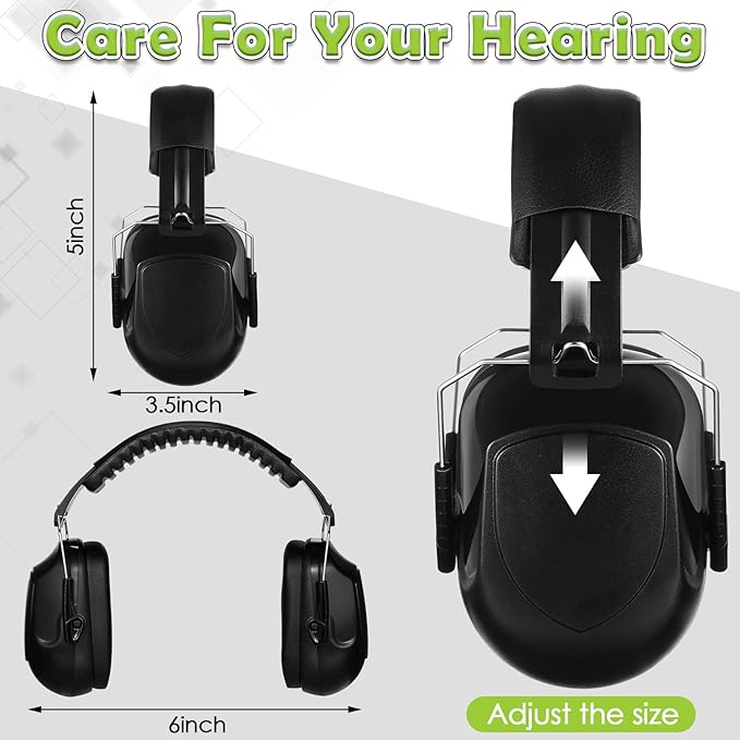 Yunsailing 6 Pcs Ear Protection Noise Reduction Headphones Nrr 28db Safety Hearing Ear Muffs Shooting Gun Range Mowing