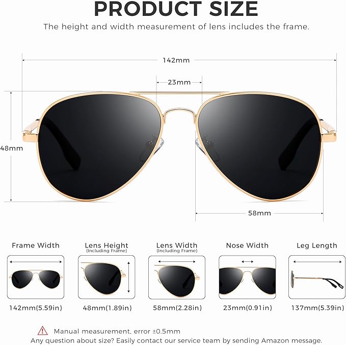 SUNGAIT Classic Aviator Sunglasses for Men Women Polarized UV400 Protection Vintage Retro Chic