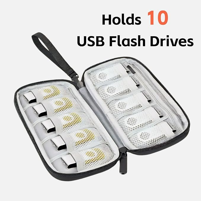 Flash Drive Case, Thumb Drive Holder, USB Case Organizer,for SanDisk/SamData/Samsung USB Flash Drives Jump Drive Memory Stick, SD Card, Black (Black 10 Slots)