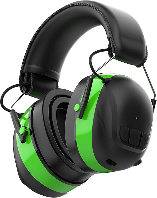 Gel Cushions Ear Muffs, Bluetooth 5.4 Hearing Protection Headphones with 1200mAh Battery, 120H Working Time, 30dB SNR, Larger Buttons for Easy Operation, Superior Stereo Sound Quality