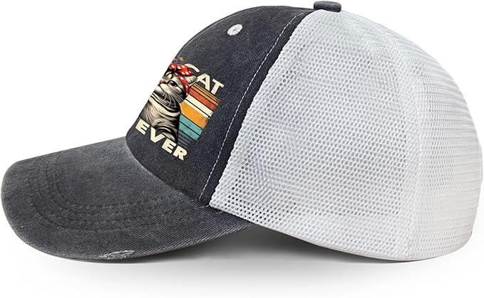 Cat Mom Proud, Cat Lover Mom Ripped Hole Paw Design hat Outdoor Cap for Grandpa