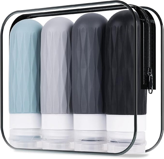 IYYI Travel Bottles for Toiletries, TSA Approved Travel Size Containers, Silicone Toiletries Bottles, Leakproof, Refillable Containers Kits for Shampoo and Conditioner (Gray, 90, Milliliters)