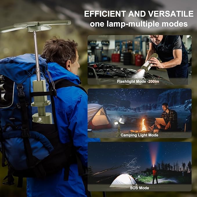 DUSKTEC Telescopic Camping Lights Rechargeable 14000mAh Led Camping Lantern Up to 8000LM Outdoor Camping Light Portable Camping Light Dimmable Camping Lamp IPX7 Waterproof Camp Lights Multifunction