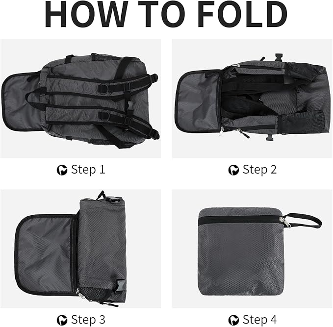 Small Hiking Backpack 35L Travel Lightweight Hiking Packable Daypack Water-Resistant Foldable Backpacks for Women Men Camping (Grey)