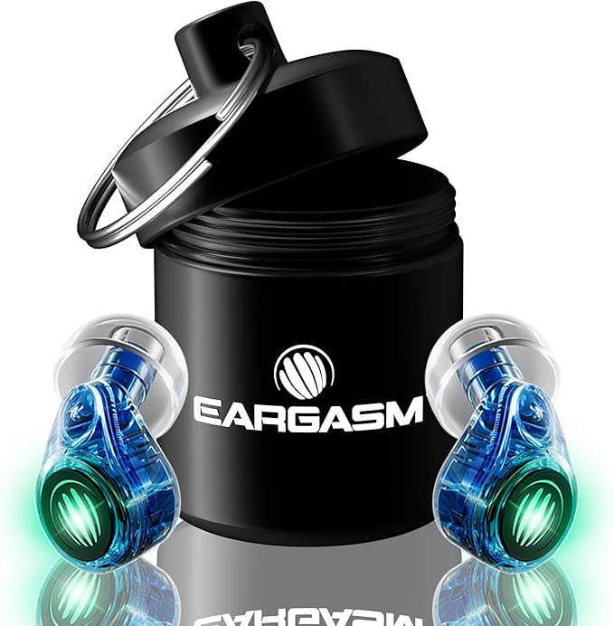 Eargasm Earlights Light Up High Fidelity LED Earplugs for Concerts, Festivals, Raves, Musicians, Sports Events, Live Entertainment for Safe Noise Reduction (Premium Gift Box Packaging)