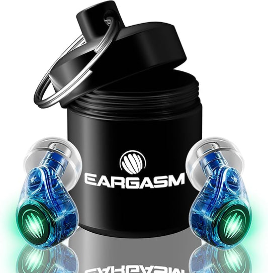 Eargasm Earlights Light Up High Fidelity LED Earplugs for Concerts, Festivals, Raves, Musicians, Sports Events, Live Entertainment for Safe Noise Reduction (Premium Gift Box Packaging)
