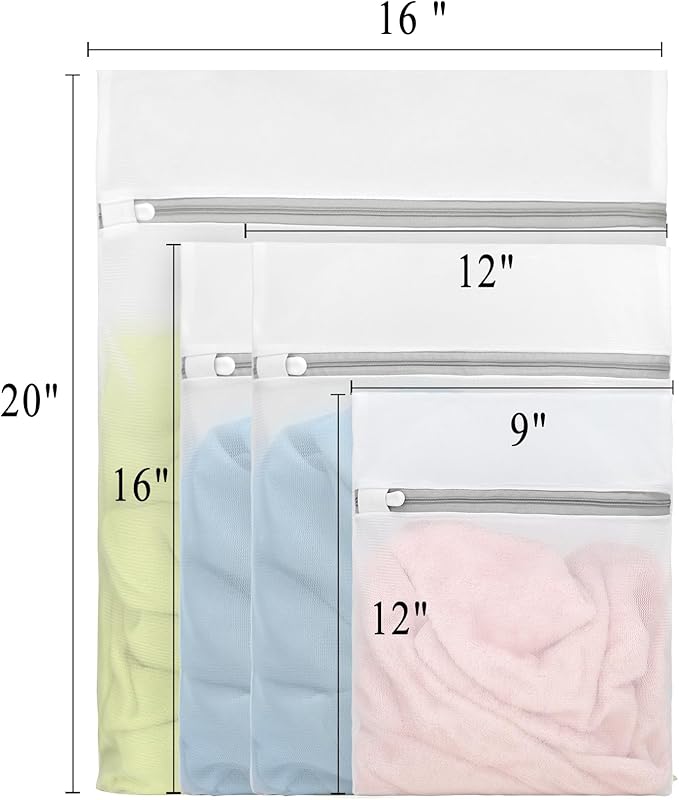 Muchfun 3Pcs Durable Fine Mesh Laundry Bags for Delicates (1Large, 2Medium, 1Small)