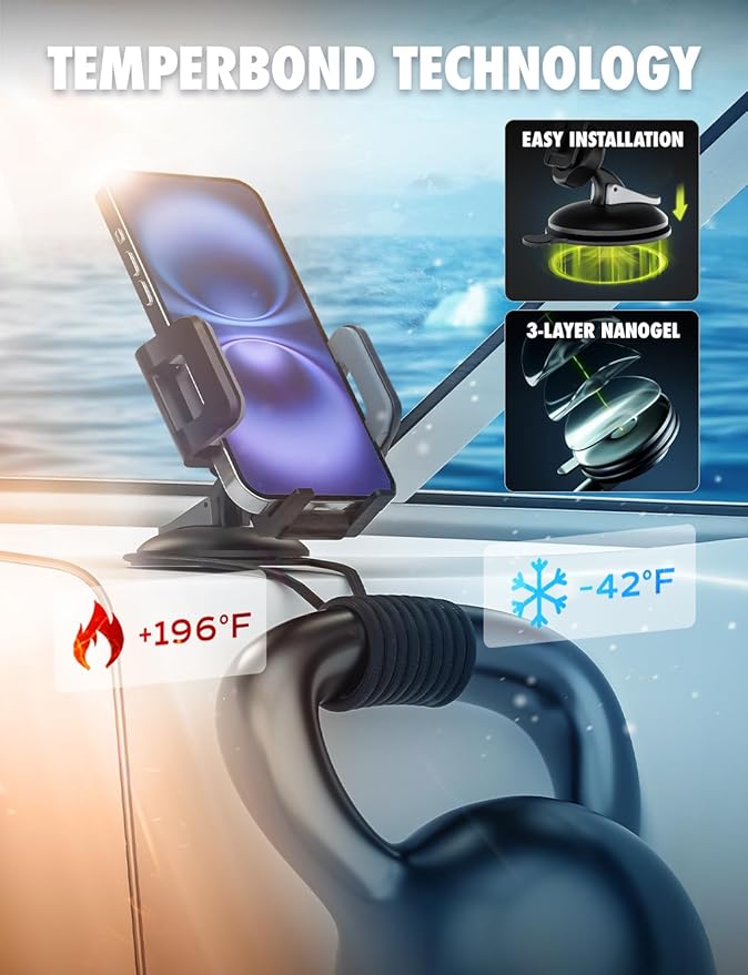 Bracketron Griplox Waterproof Suction Cup Mount Boat Phone Holder Phone Mount for Boats Kayak Sailing Marine Boating Marina