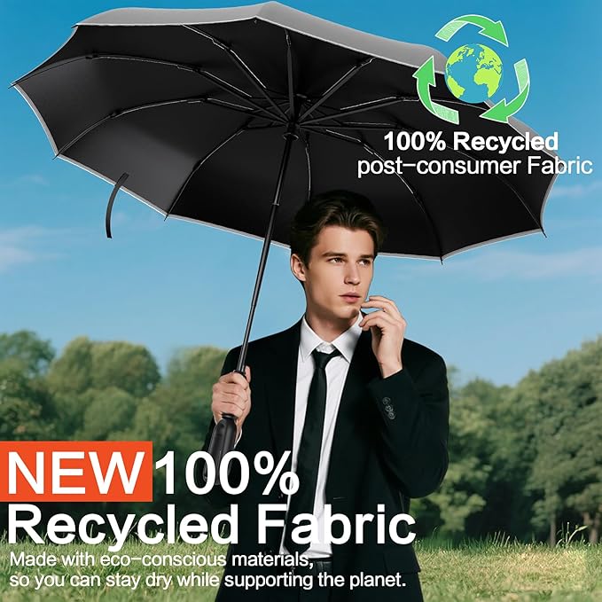 Auto Open Close Umbrella - Ultra Light Compact Travel & Backpack Size for Women and Men, UPF 50+ Eco-Friendly Sun Protection & Windproof Rain Umbrella with UV Defense