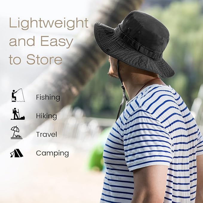 Bucket Hat Wide Brim UV Protection Sun Hat Boonie Hats Fishing Hiking Safari Outdoor Hats for Men and Women