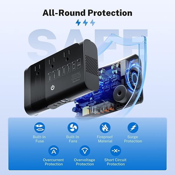 DOACE 500W Pure Sine Wave Voltage Converter, 220V to 110V European Travel Plug Adapter Converter, International Travel Transformer for US to Europe，UK, AU, EU, IT for Hair Straighteners Cameras