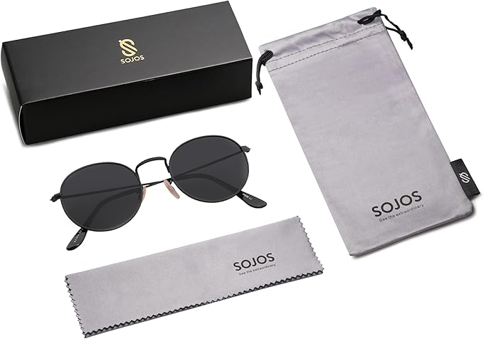 SOJOS Small Round Polarized Sunglasses for Women Men Classic Vintage Retro Shades UV400 SJ1014
