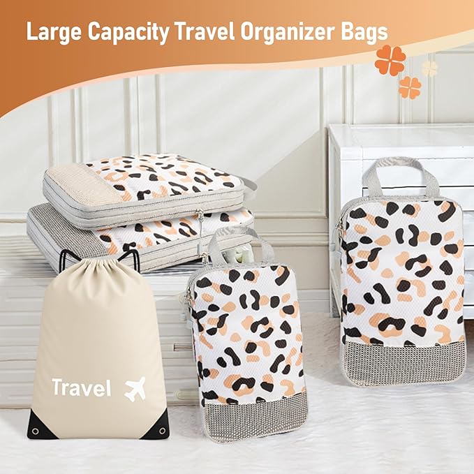 4-Piece Packing Cube Set - Lightweight Luggage Organizers for Travel, Vacation and Suitcases - Durable Accessories with Compression