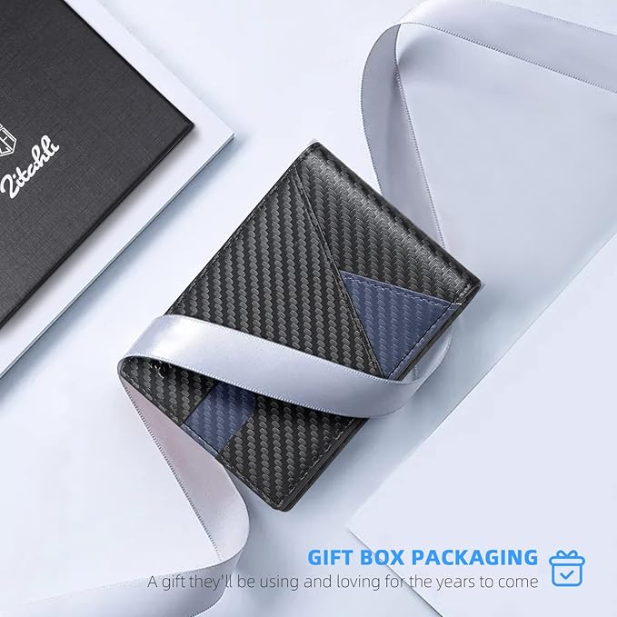 Zitahli Wallet for Men - with Money Clip Slim Leather Slots Credit Card Holder RFID Blocking Bifold Minimalist Wallets with Gift Box