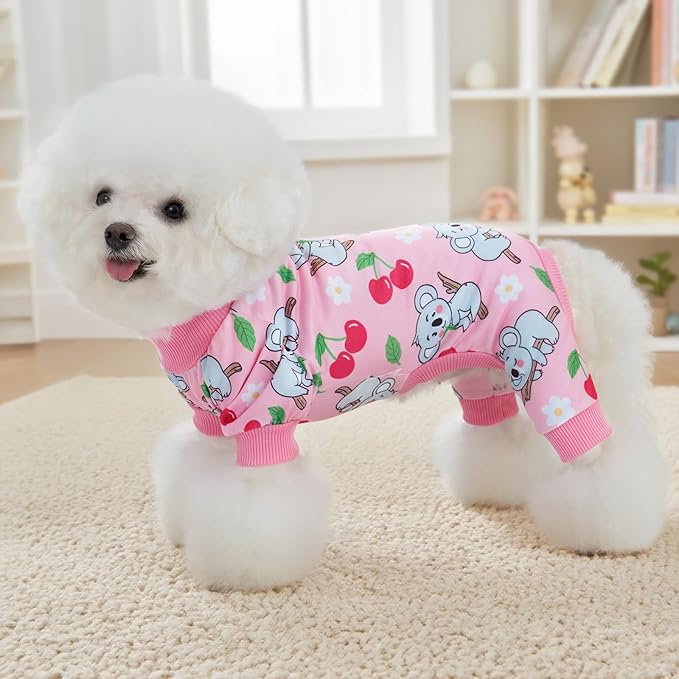 XPUDAC 4 Pieces Dog Pajamas for Small Medium Sized Dogs Stretchable Dog Pjs Soft Puppy Clothes Boy Girl Cats Pet Outfits, X-Large