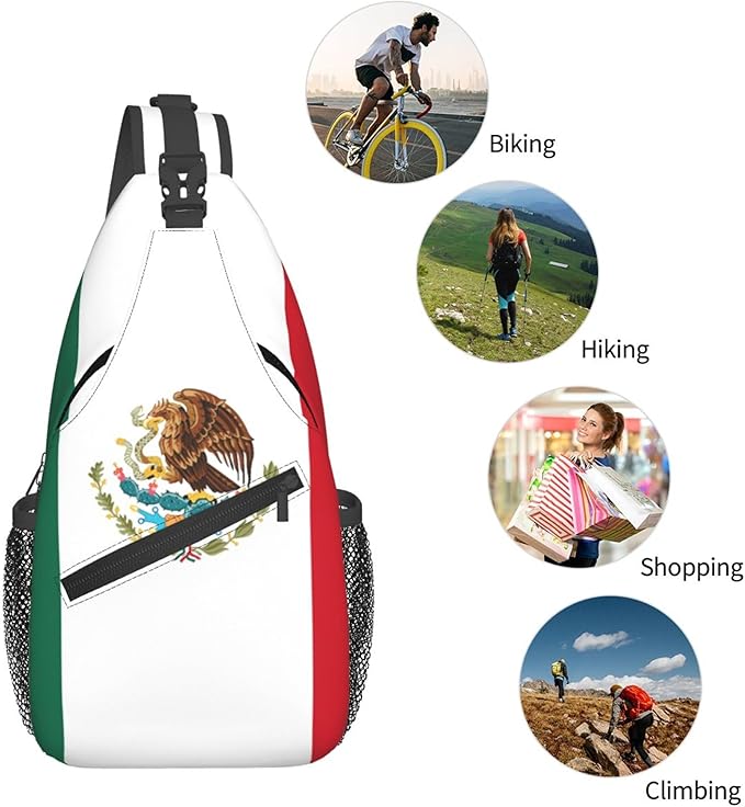 GJXFLSY Mexico Flag Sling Backpack Crossbody Bag Casual Chest Bags Travel Hiking Daypack Shoulder Bag for Women Men