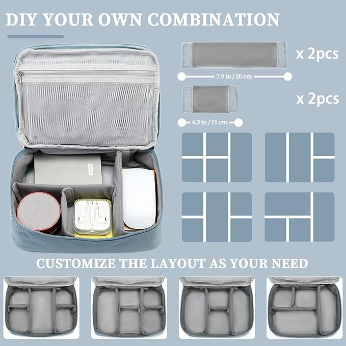 Lanola Electronic Organizer Travel Double Layer Cable Organizer Bag,Accessory Bag for Hard Drives,Cables,USB,SD Card,Memory Cards,Flash Drive,etc. - Red