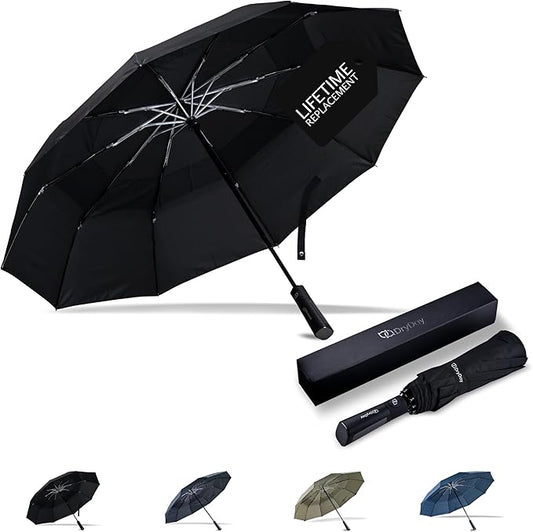 DryDay Premium Umbrellas for Rain, Large Windproof Double Canopy Umbrella, 10 Aluminum Ribs, Sturdy Frame, Auto Open Close Unique Handle, Windproof & Waterproof Umbrella for Women & Men