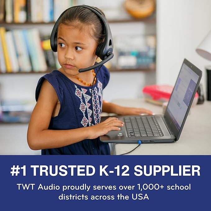 TWT Audio Classroom Headset Bulk 20 Pack – Ergo TW110 On Ear Wired Headphones with Built In Microphone for School, Students, Teachers, Durable Noise Reducing 3.5mm Jack for Testing & Learning