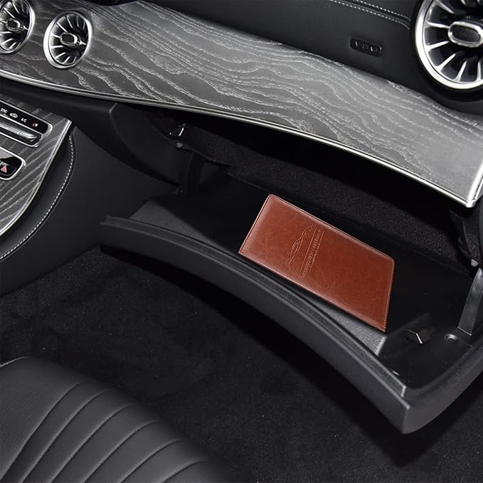 Premium Car Registration & Insurance Card Holder with Magnetic Shut, Vehicle Glove Box Car Organizer - For Documents, Cards, License (Brown)