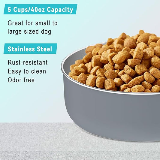 40 Oz Travel Dog Bowls with Lid, Collapsible Water Bowl BPA-Free, Stainless Steel Pet Food Bowl - 2in1 Portable Dog Bowls - Puppy Trip Camping Travel Essentials