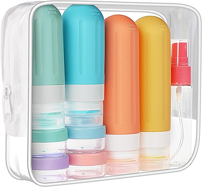 Landisun Travel Size Toiletries Essentials Bottles 18Pack Containers Travel-Bottles Essentials Leak Proof Colored