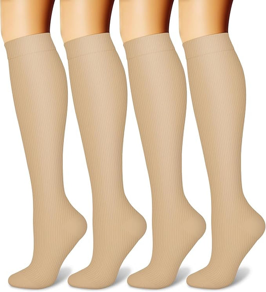 CHARMKING Compression Socks for Women and Men Circulation 4 Pairs 15-20 mmHg Best Support for Athletic Running Cycling