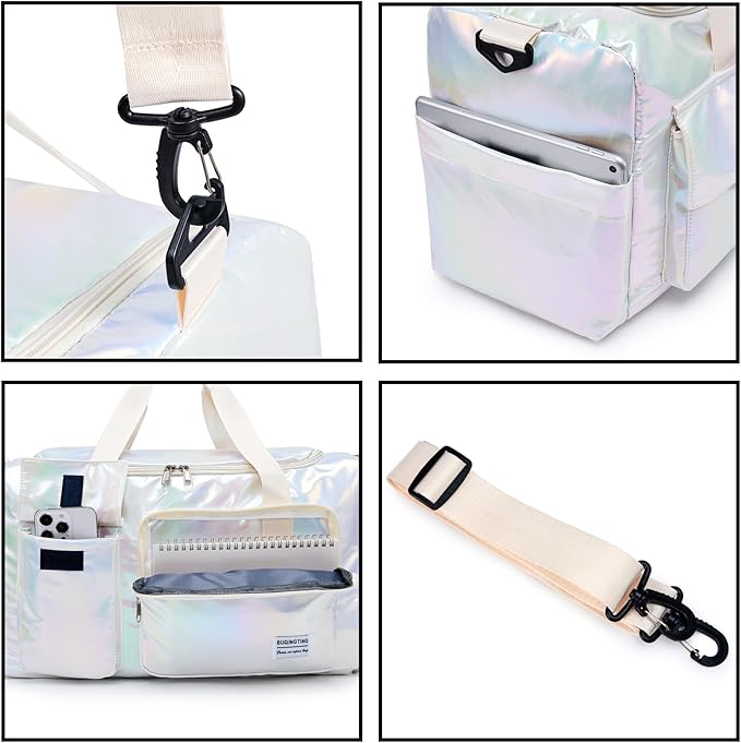 Small Gym Bag for Women, Travel Duffle Bag Carry On Weekender Bag with Shoe Compartment