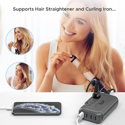 220V to 110V Converter, Key Power 230-Watt Step Down Voltage Converter & Power Converter, International Travel Power Adapter with USB C Port 18W.