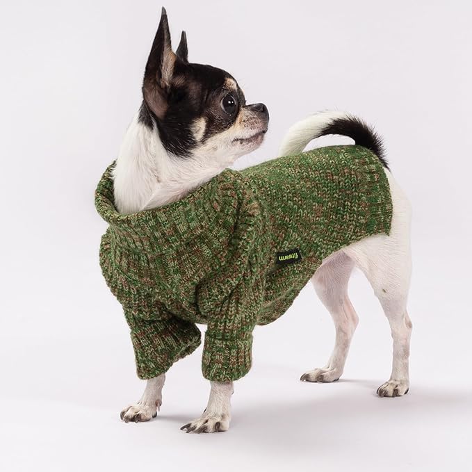 Fitwarm Knitted Turtleneck Dog Sweater, Thermal Dog Winter Clothes for Small Dogs Boy Girl, Holiday Pet Outfit, Heather Green, XS