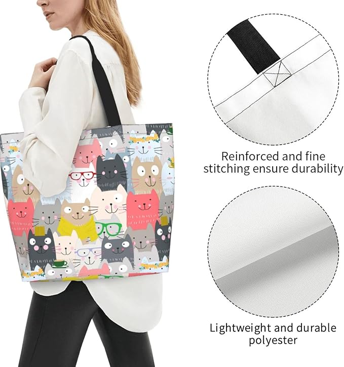 Large Tote Bag for Women Portable Beach Bag Reusable Grocery Bags Funny Gift Bag for Shopping Gym Travel