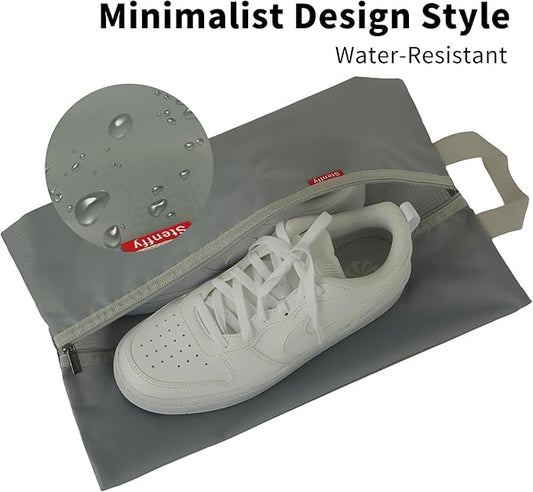 6pcs Portable Shoe Organizer, Travel Pouches with Zipper, Golf Shoe Bags, Clothes Bags, Soccer Cleats Bag Shoe Pouch for Gym, Waterproof, Odor-Resistant (Grey)