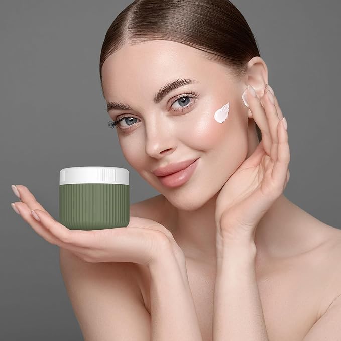 ME.FAN Travel Containers for Toiletries, TSA Approved 2 oz Silicone Cream Jars, Leak-proof Journey Containers, Trip Accessories with Lid for Cosmetic Face Hand Body Cream 4 Pack White Lid Desert Sage